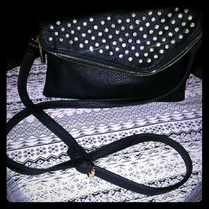 All Black with Rhinestones Handbag/Crossbody